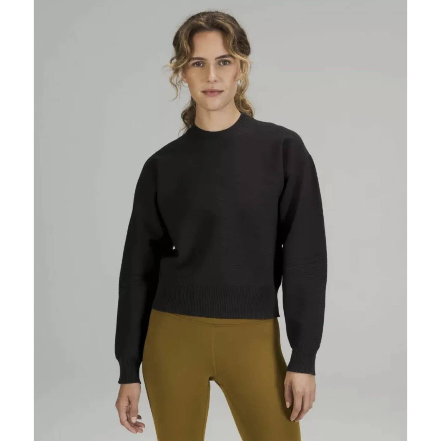 Lululemon Athletica Black Crew Neck Sweater